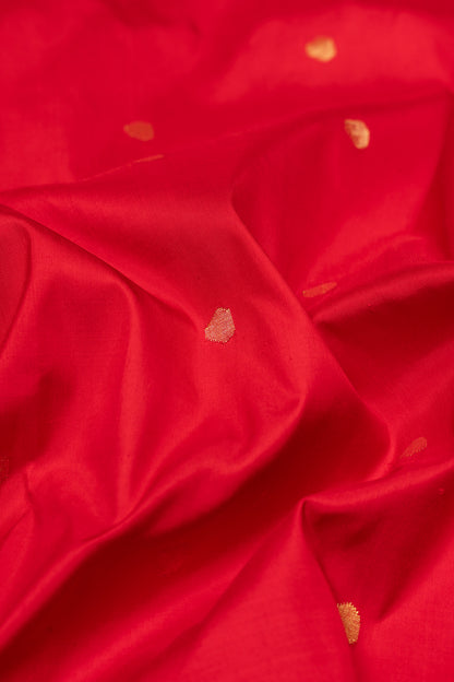 Paithani Silk Butta Red Saree With Akruthi Border