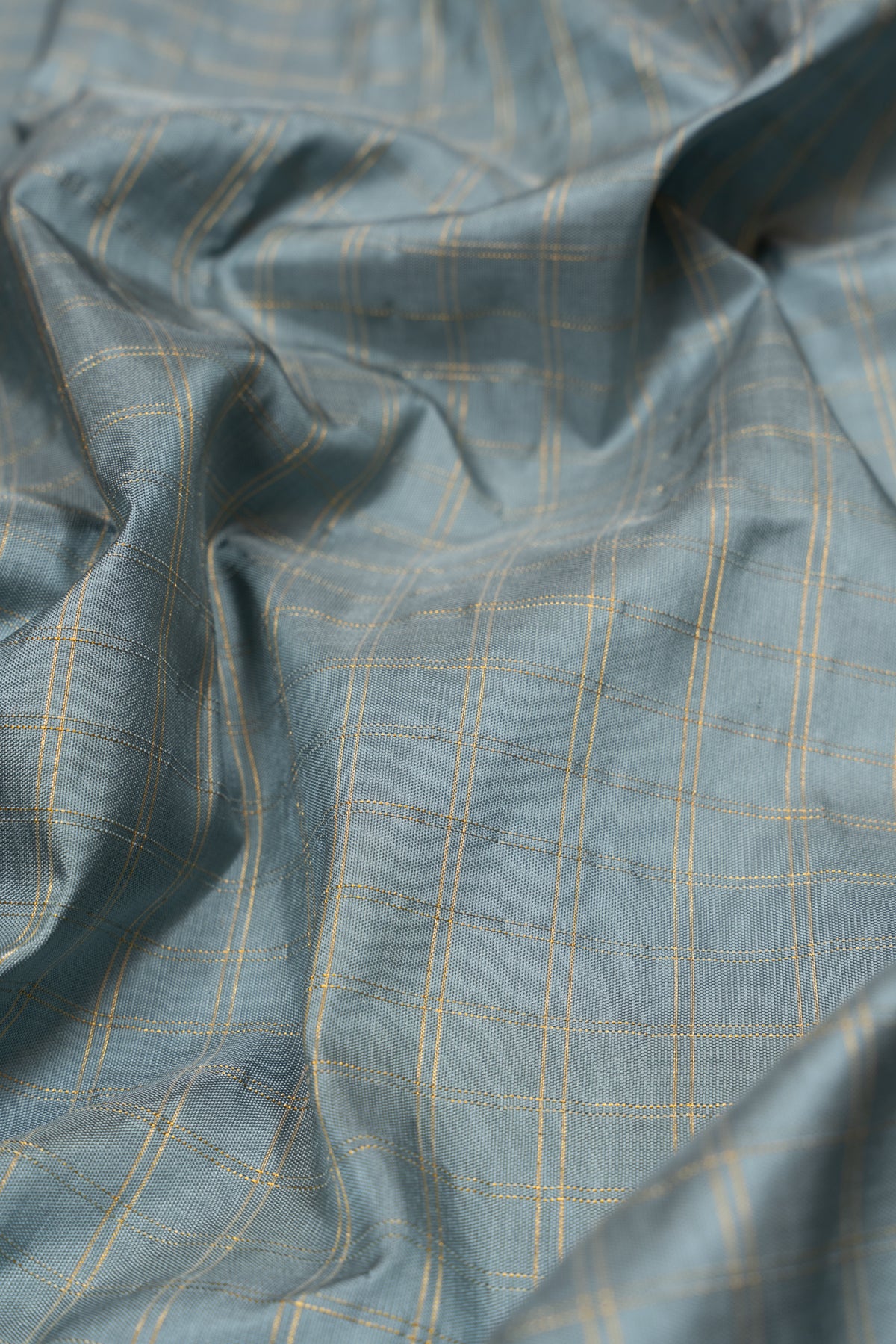 Paithani Silk Checks Grey Saree With Akruthi Border