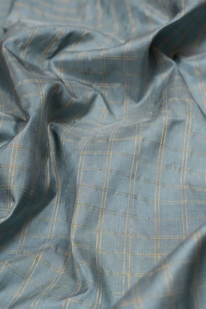 Paithani Silk Checks Grey Saree With Akruthi Border