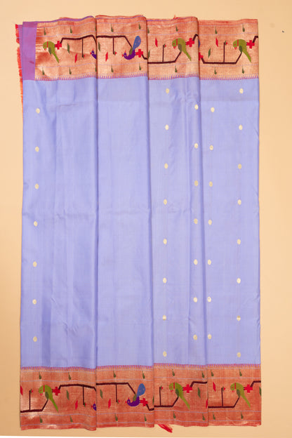 Paithani Silk Butta Lavender Saree With Akruthi Border