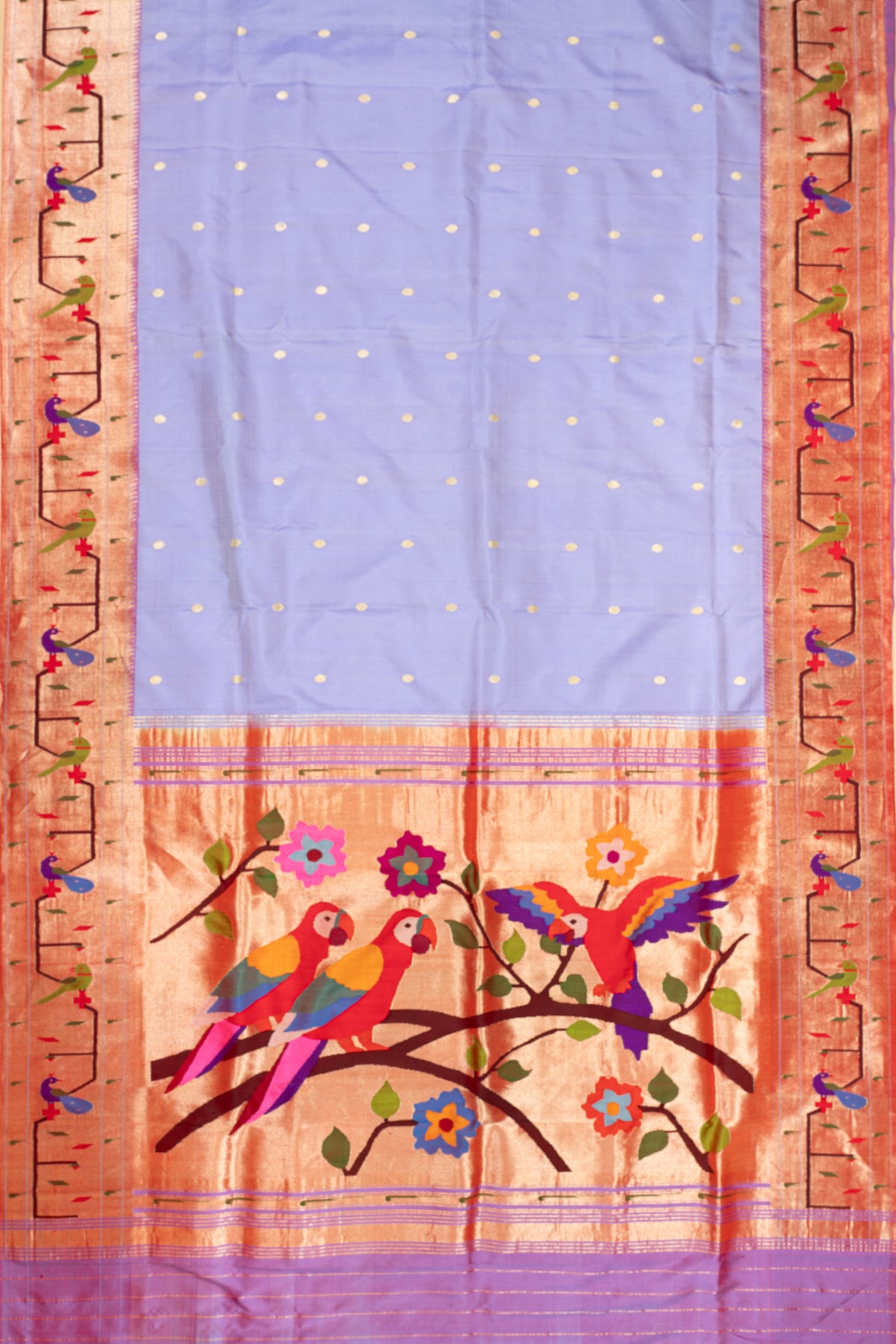 Paithani Silk Butta Lavender Saree With Akruthi Border