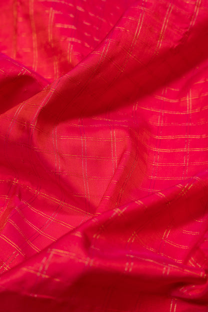Paithani Silk Checks Red Saree With Akruthi Border