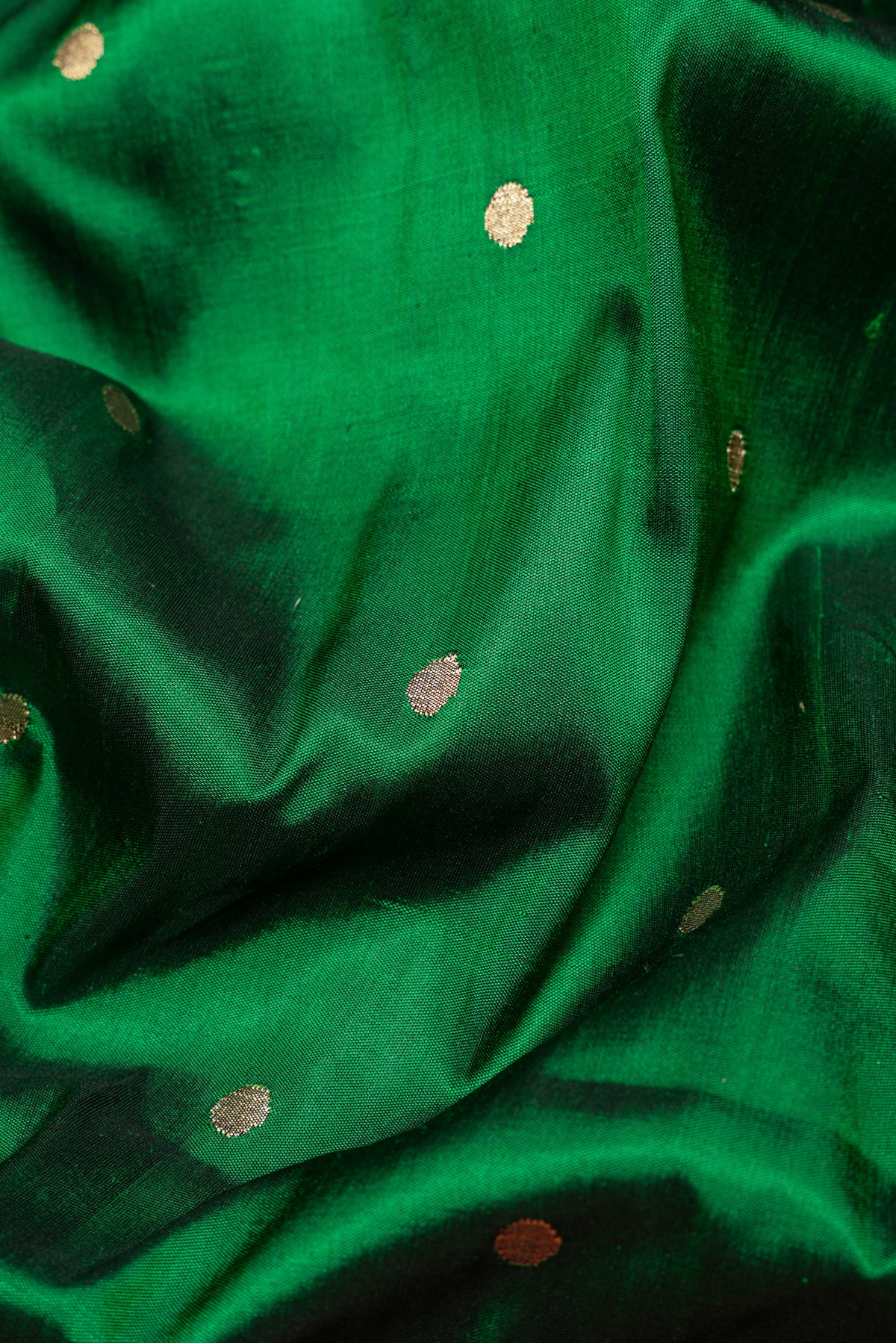 Paithani Silk Butta Dark Green Saree With Akruthi Border