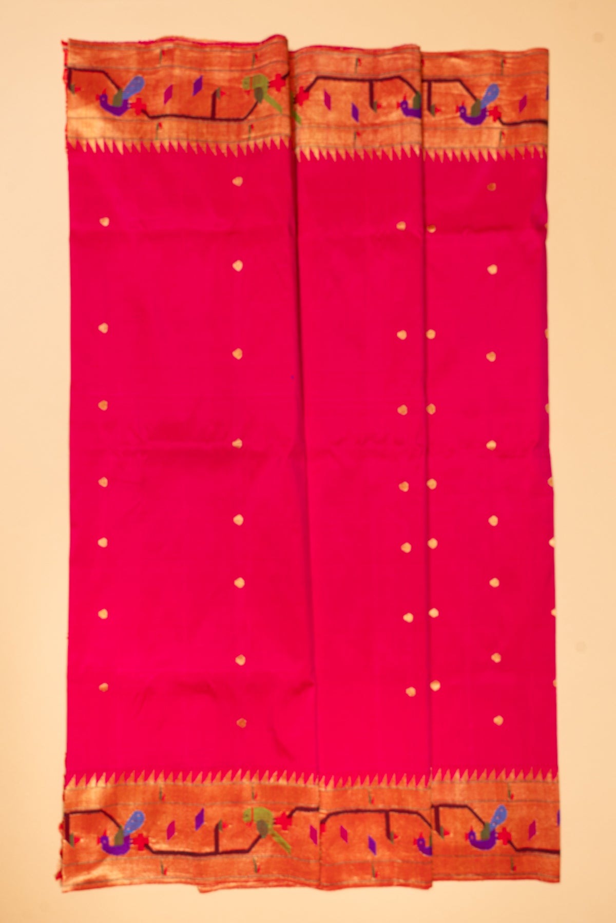 Paithani Silk Butta Pink Saree With Akruthi Border