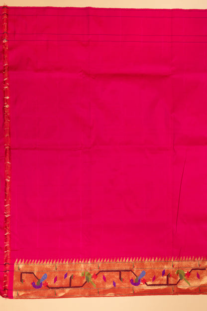 Paithani Silk Butta Pink Saree With Akruthi Border