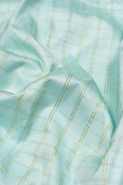 Paithani Silk Checks Pastel Blue Saree With Padma Kamal Border
