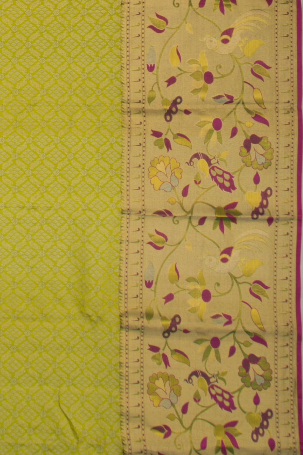 Taranga Kanchi Silk Brocade Pastel Green Saree With Paithani Inspired Border