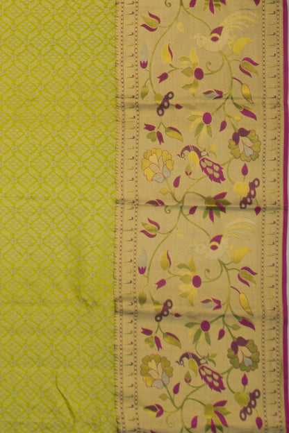 Taranga Kanchi Silk Brocade Pastel Green Saree With Paithani Inspired Border