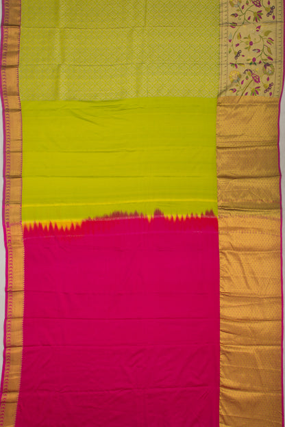 Taranga Kanchi Silk Brocade Pastel Green Saree With Paithani Inspired Border