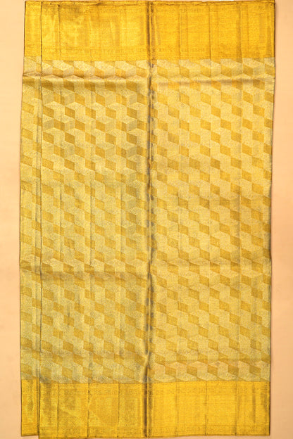 Kanchipuram Silk Tissue Geometrical Brocade Gold Saree