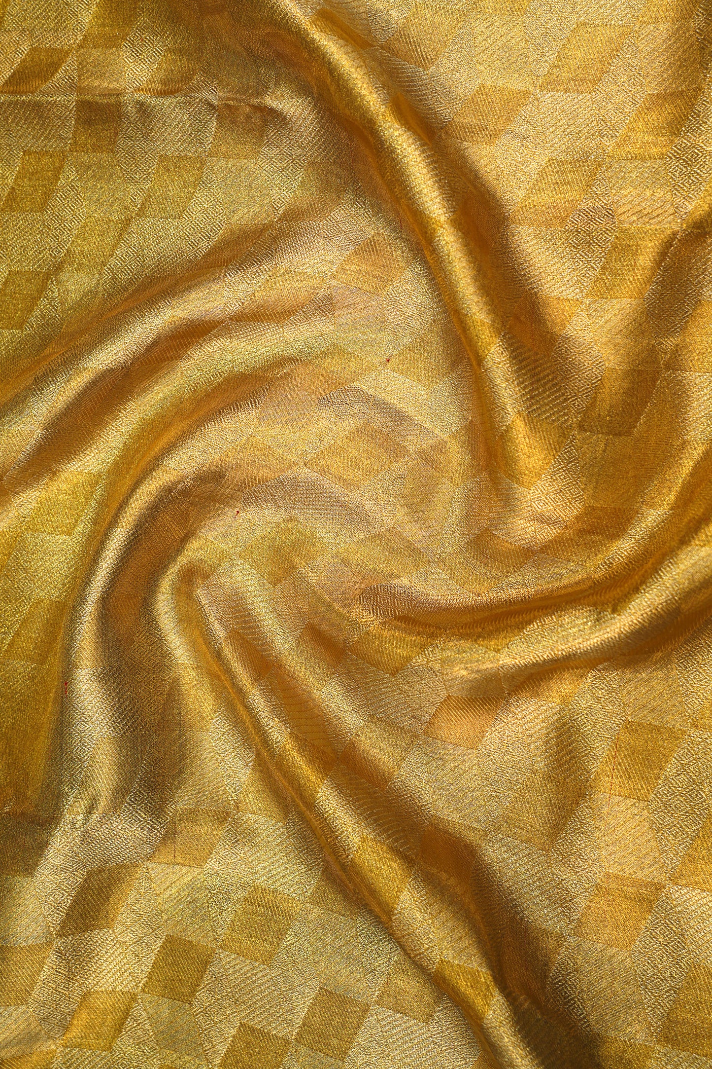 Kanchipuram Silk Tissue Geometrical Brocade Gold Saree