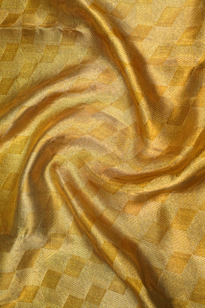 Kanchipuram Silk Tissue Geometrical Brocade Gold Saree