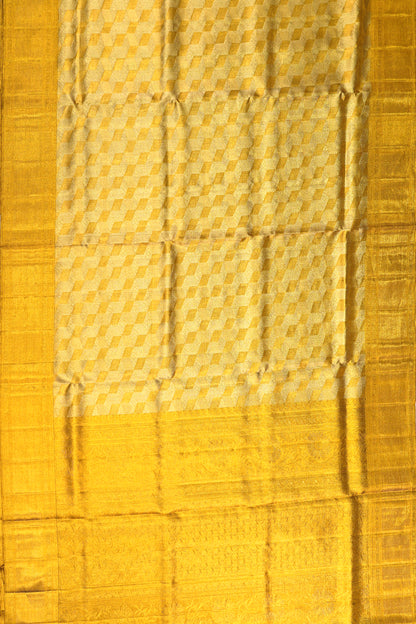 Kanchipuram Silk Tissue Geometrical Brocade Gold Saree