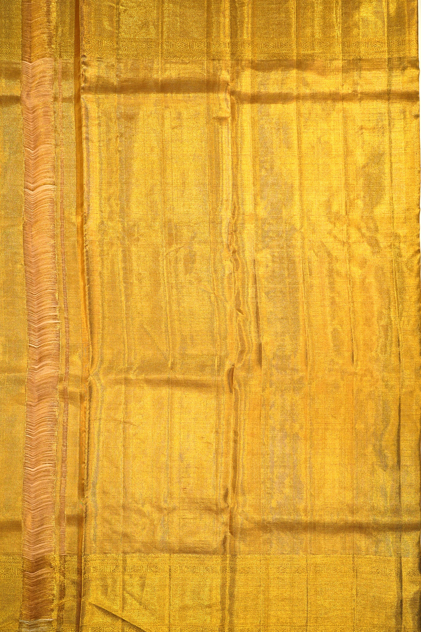 Kanchipuram Silk Tissue Geometrical Brocade Gold Saree