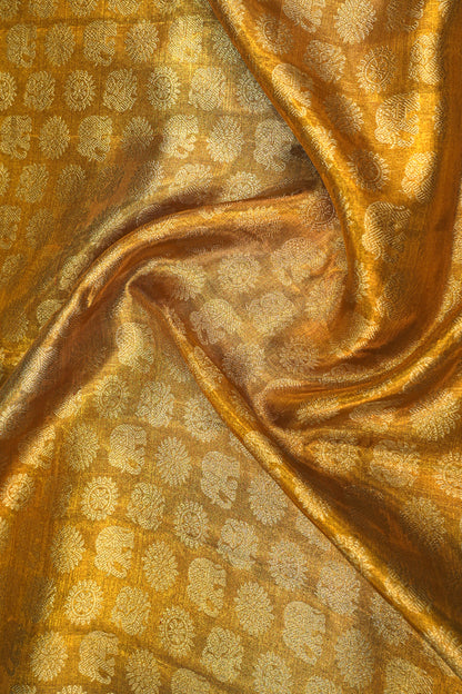 Kanchipuram Silk Tissue Butta Gold Saree