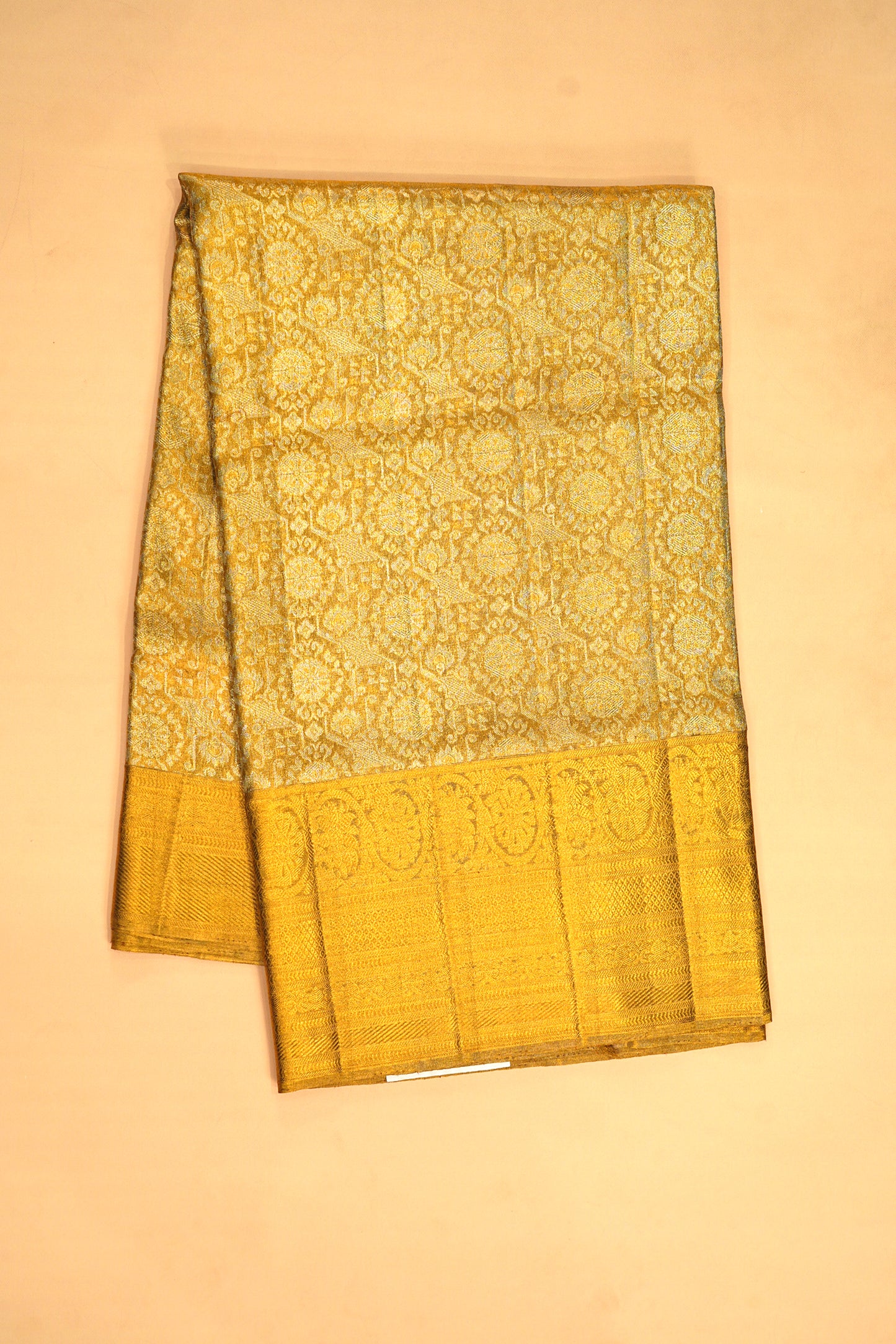 Kanchipuram Silk Tissue Brocade Gold Saree