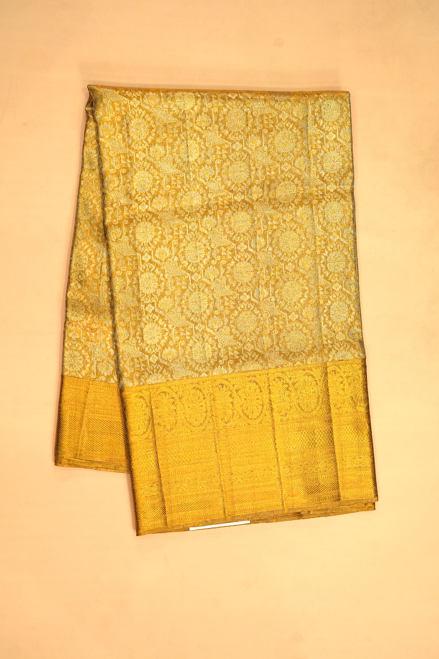 Kanchipuram Silk Tissue Brocade Gold Saree