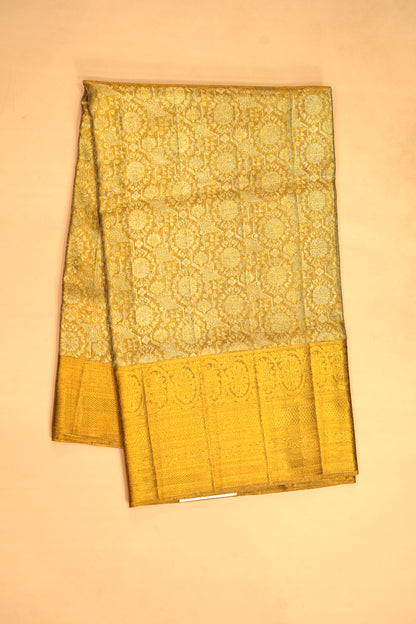 Kanchipuram Silk Tissue Brocade Gold Saree