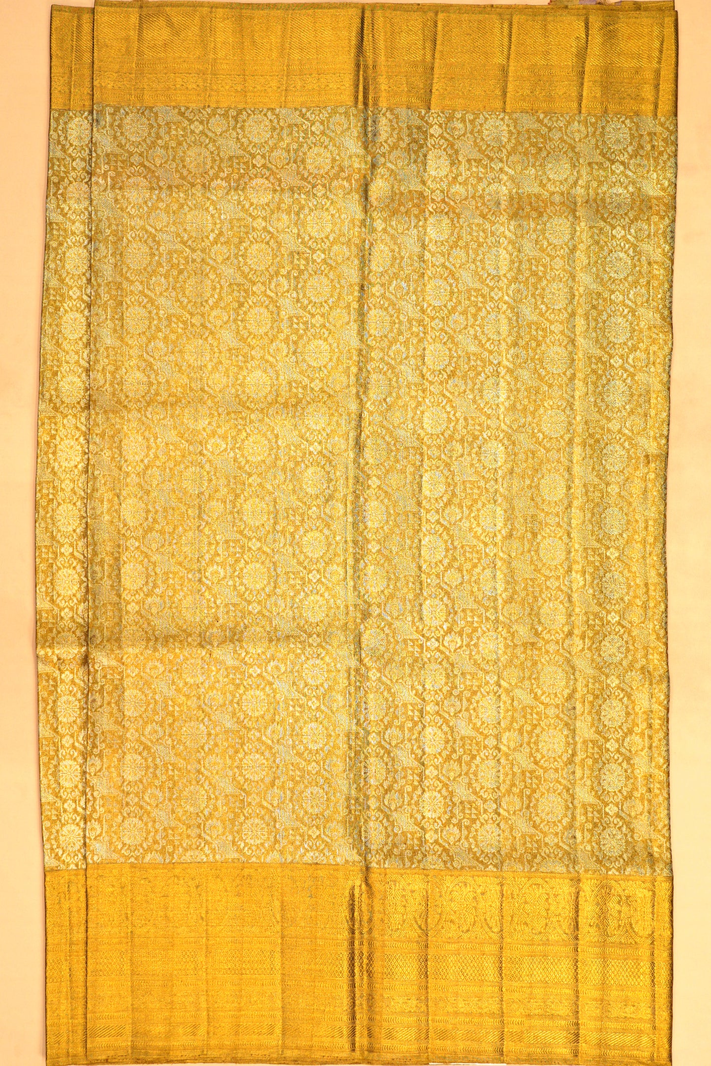 Kanchipuram Silk Tissue Brocade Gold Saree