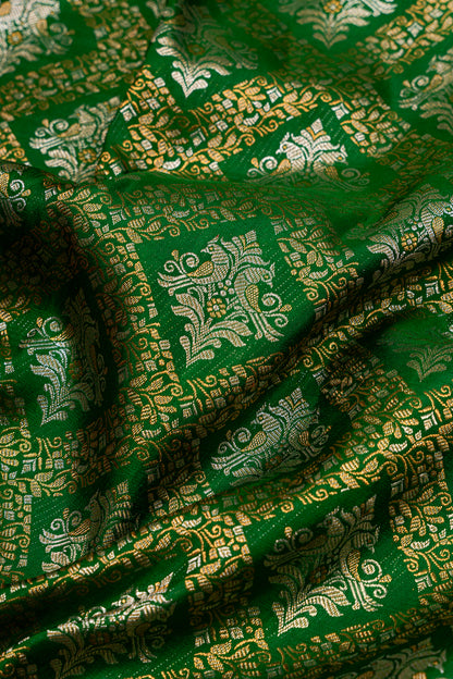 Kanchipuram Silk Brocade Bottle Green Saree