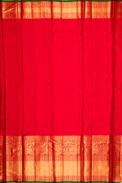 Kanchipuram Silk Brocade Bottle Green Saree