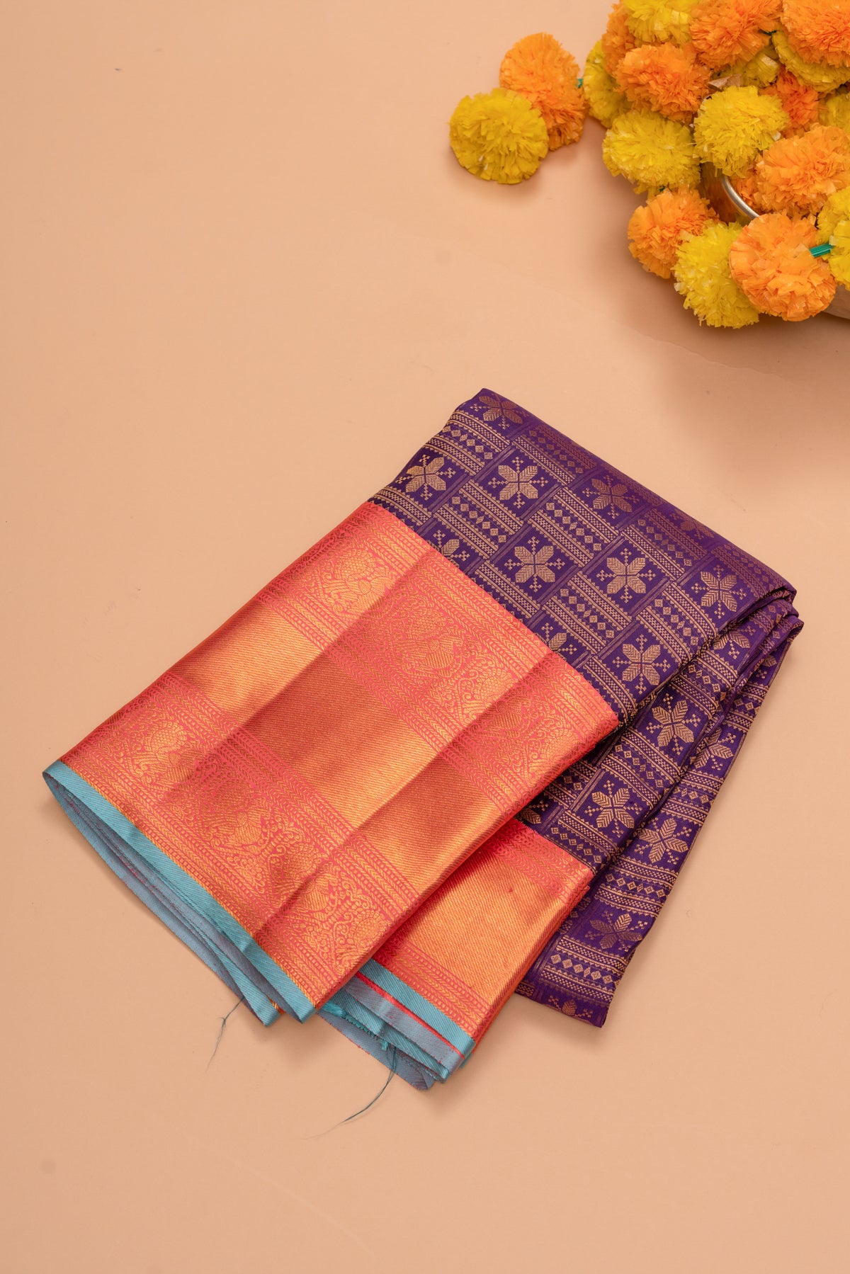 Kanchipuram Silk Brocade Violet Saree