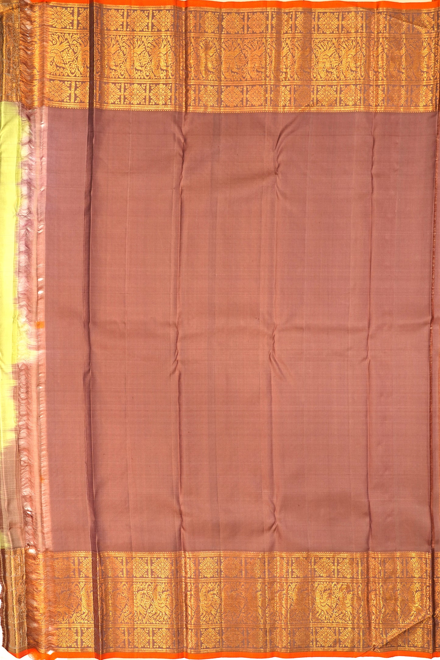 Kanchipuram Silk Brocade Cream Saree