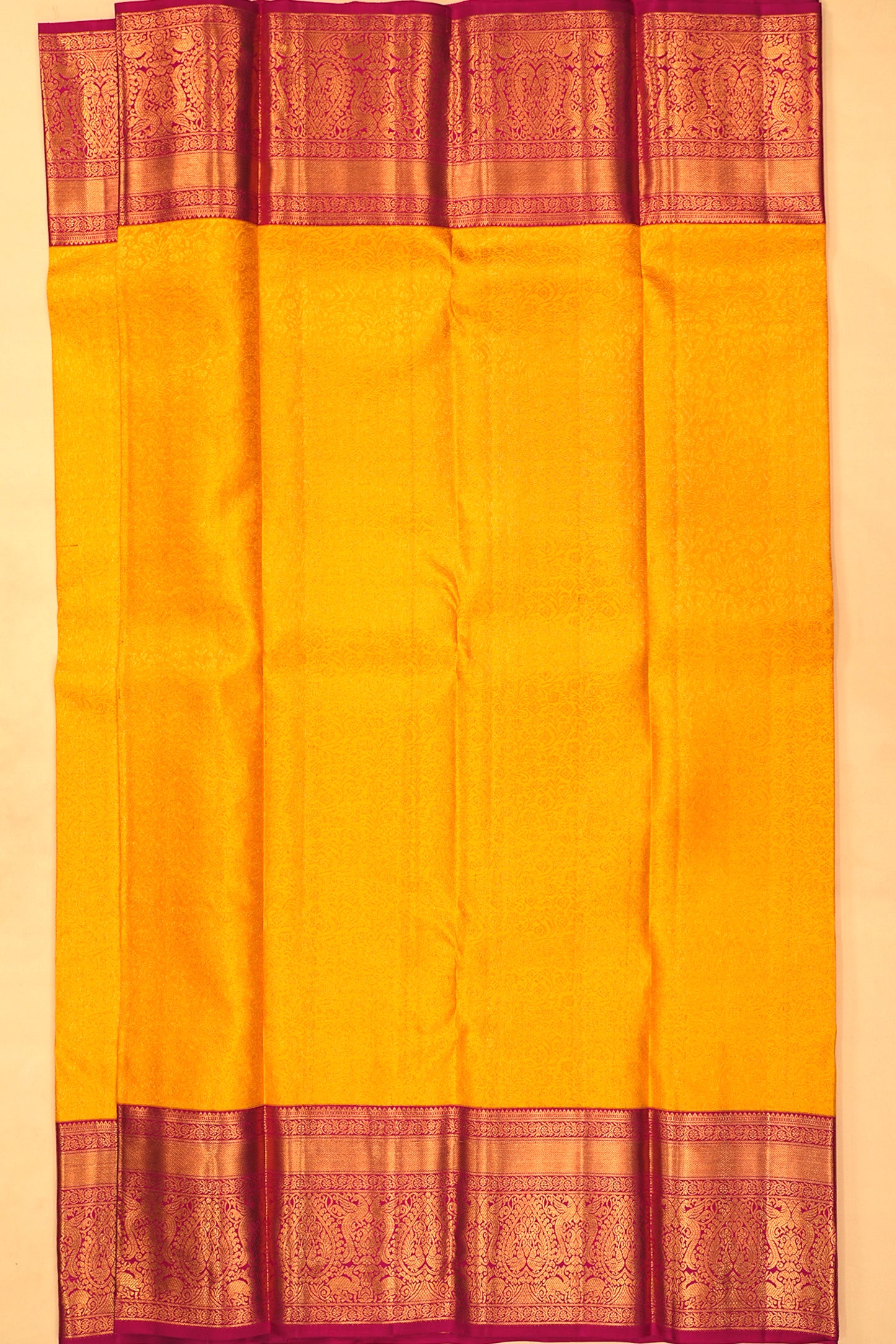 Kanchipuram Silk Brocade Yellow Saree