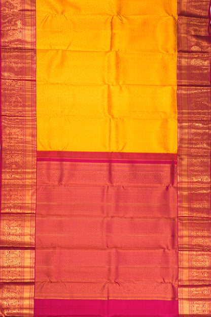 Kanchipuram Silk Brocade Yellow Saree