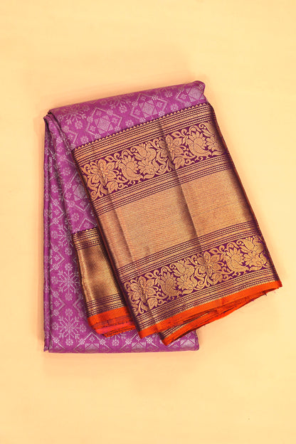 Kanchipuram Silk Brocade Lavender Saree