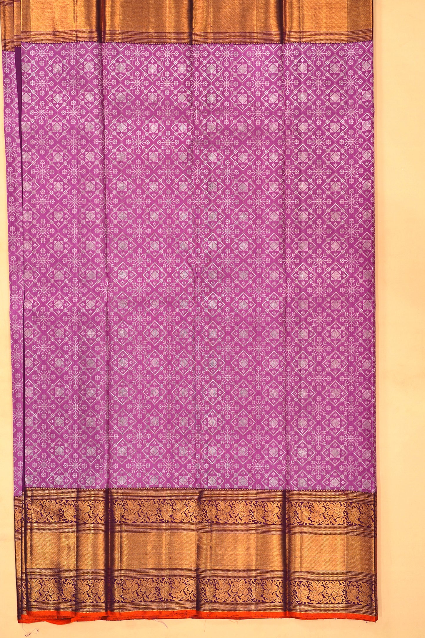 Kanchipuram Silk Brocade Lavender Saree