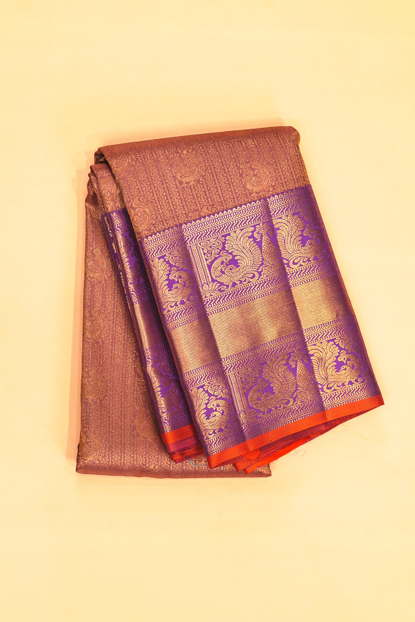 Kanchipuram Silk Brocade Lilac Saree