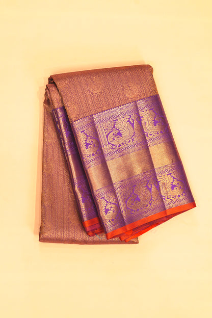 Kanchipuram Silk Brocade Lilac Saree