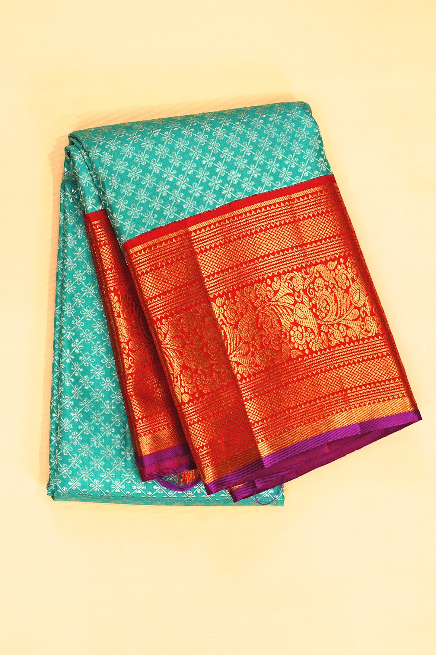 Kanchipuram Silk Brocade Sea Green Saree