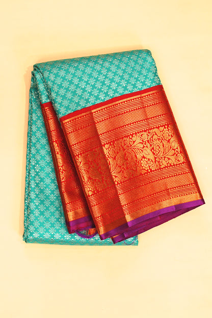 Kanchipuram Silk Brocade Sea Green Saree