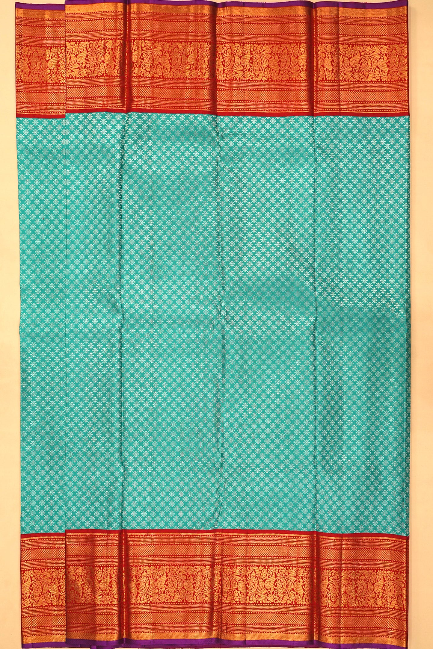 Kanchipuram Silk Brocade Sea Green Saree