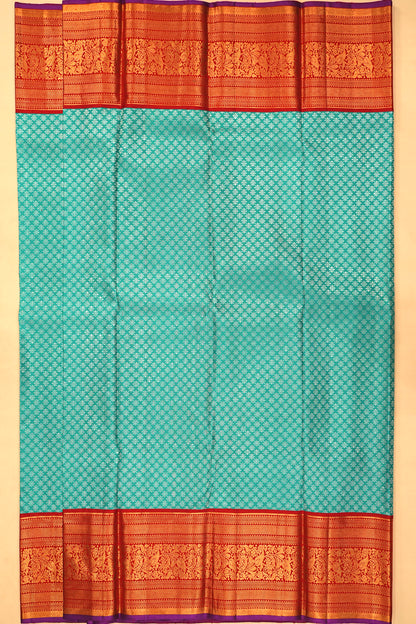 Kanchipuram Silk Brocade Sea Green Saree