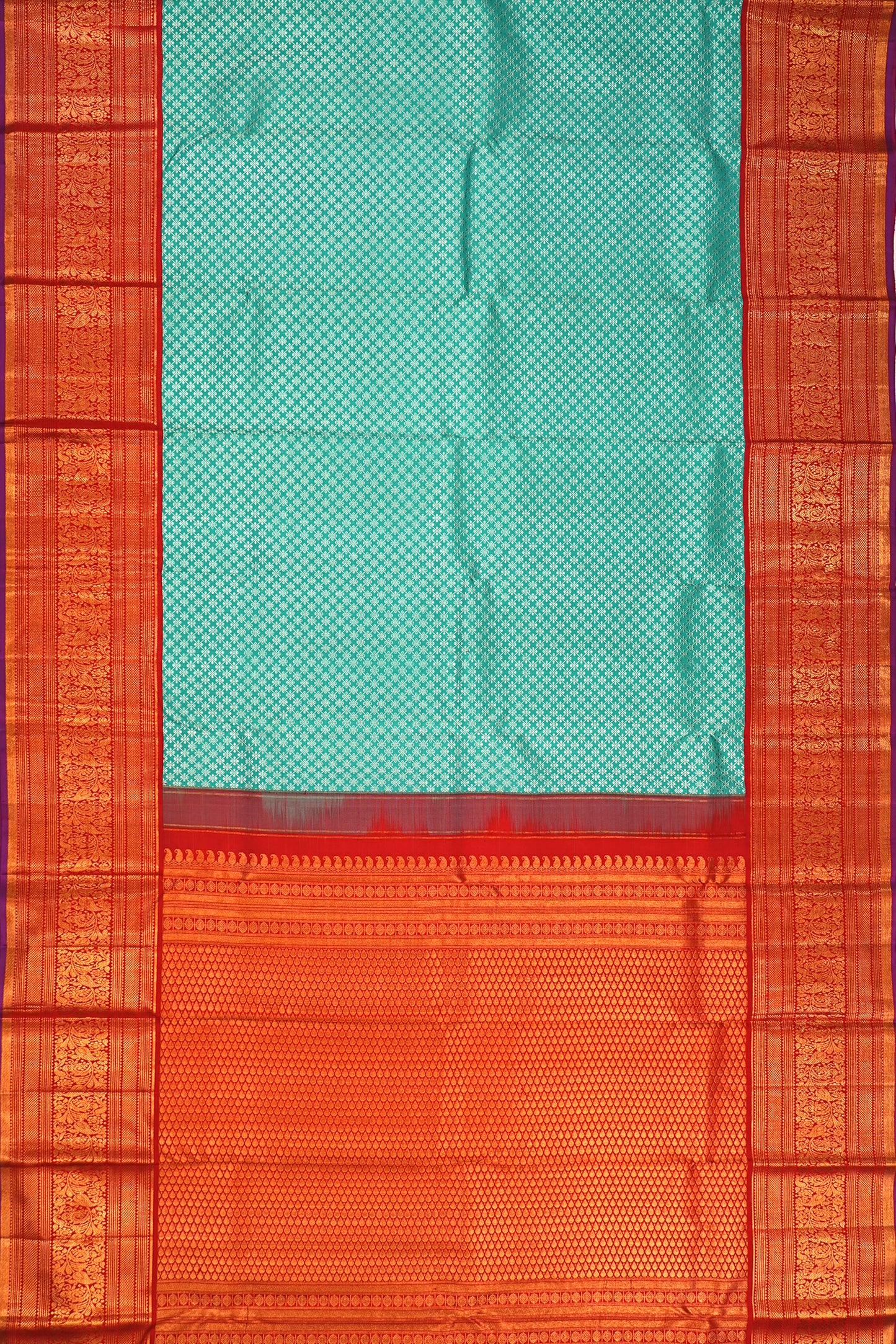 Kanchipuram Silk Brocade Sea Green Saree