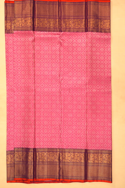 Kanchipuram Silk Brocade Pink Saree