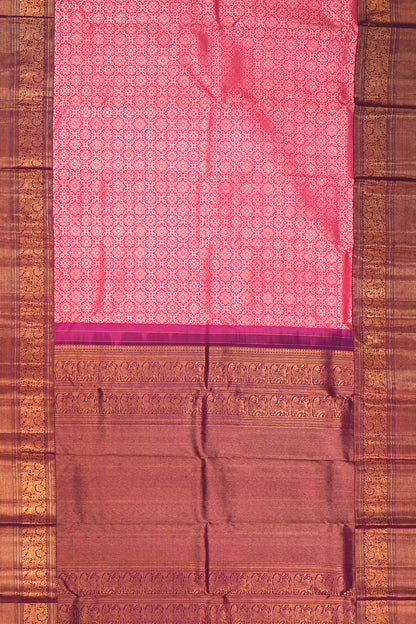 Kanchipuram Silk Brocade Pink Saree