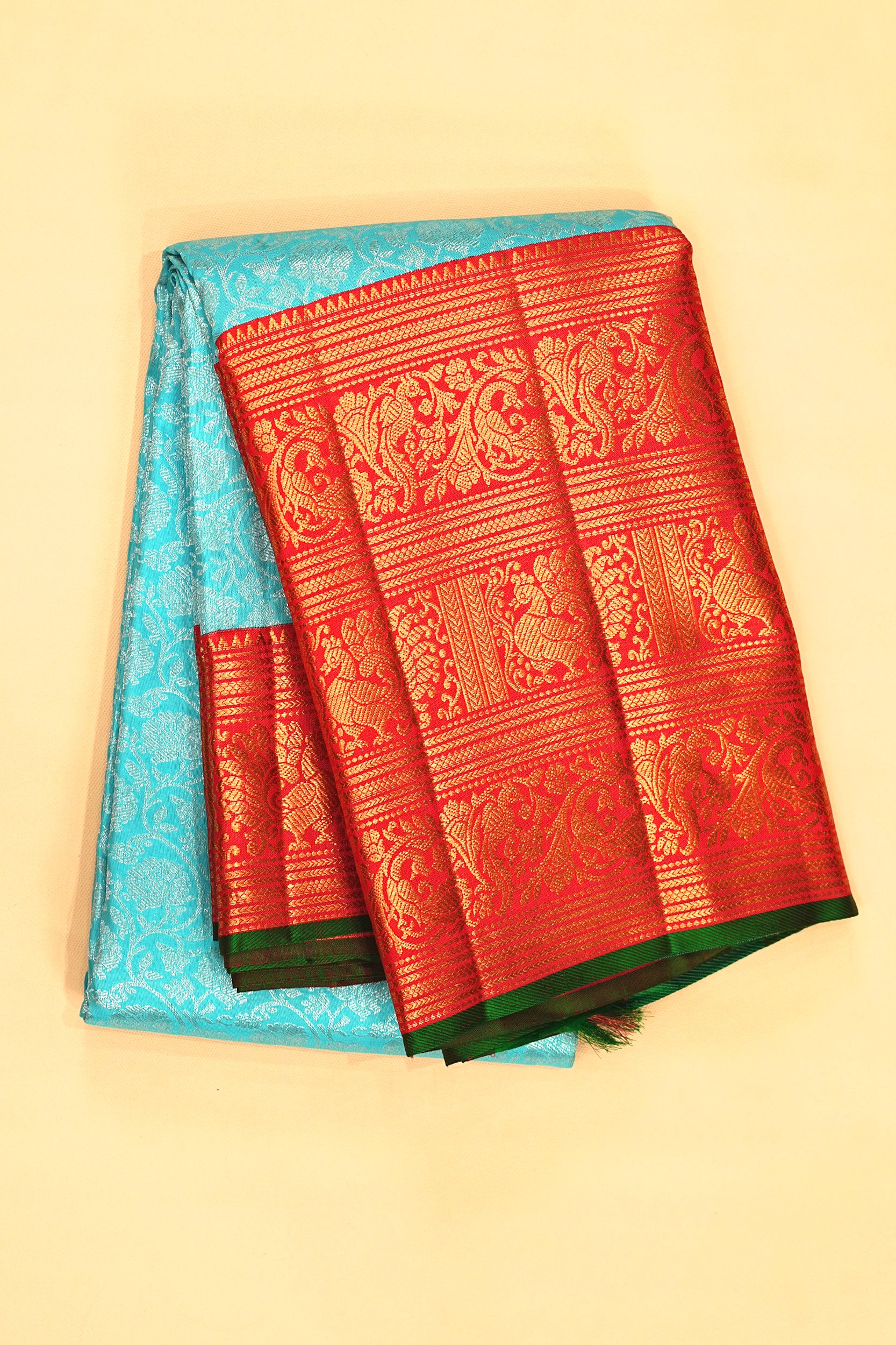 Kanchipuram Silk Brocade Sky Blue Saree