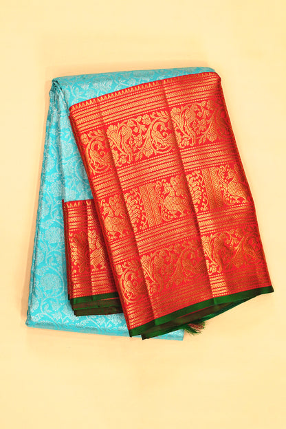 Kanchipuram Silk Brocade Sky Blue Saree