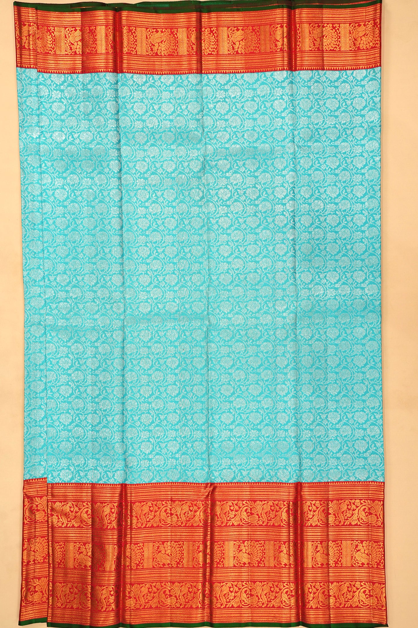 Kanchipuram Silk Brocade Sky Blue Saree