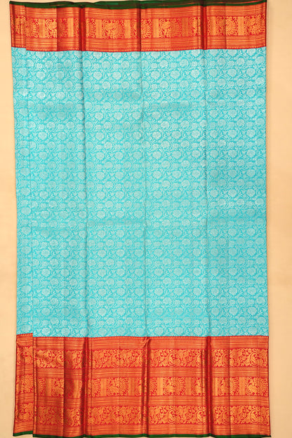 Kanchipuram Silk Brocade Sky Blue Saree