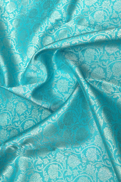 Kanchipuram Silk Brocade Sky Blue Saree