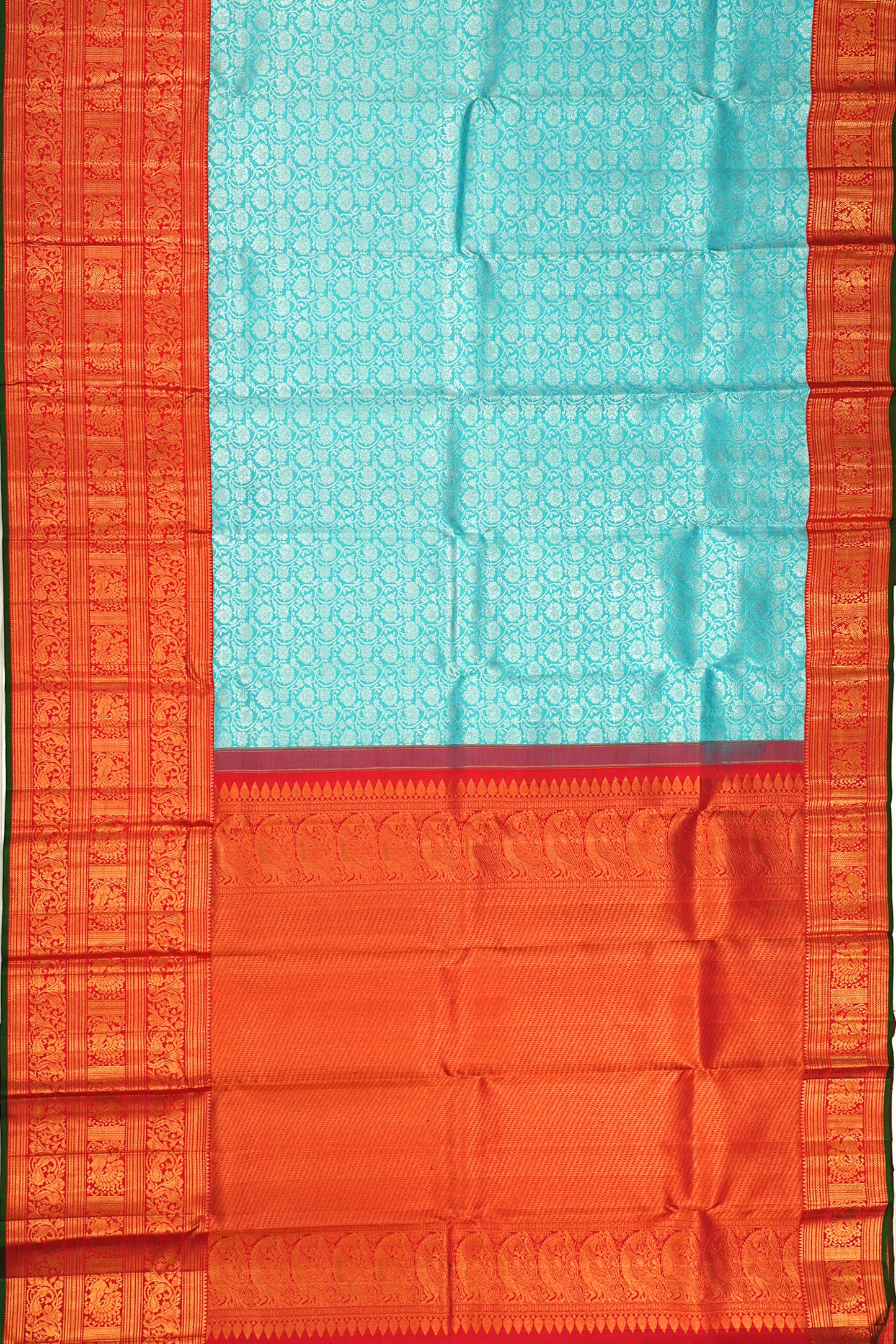 Kanchipuram Silk Brocade Sky Blue Saree