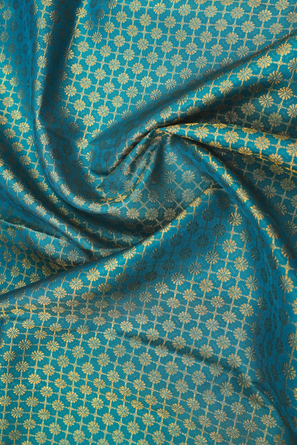 Kanchipuram Silk Checks And Butta Teal Blue Saree