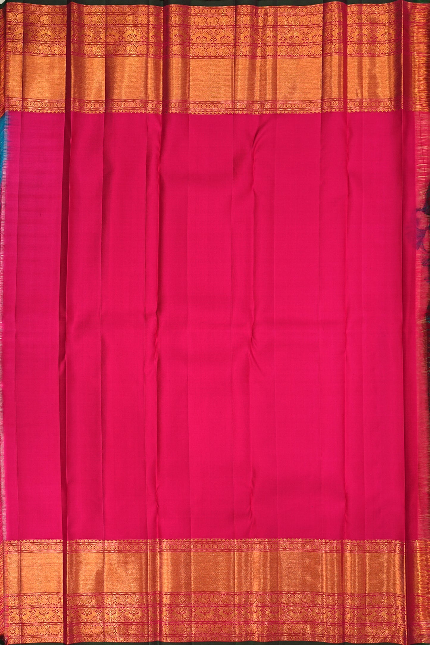 Kanchipuram Silk Checks And Butta Teal Blue Saree