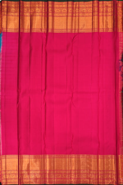 Kanchipuram Silk Checks And Butta Teal Blue Saree