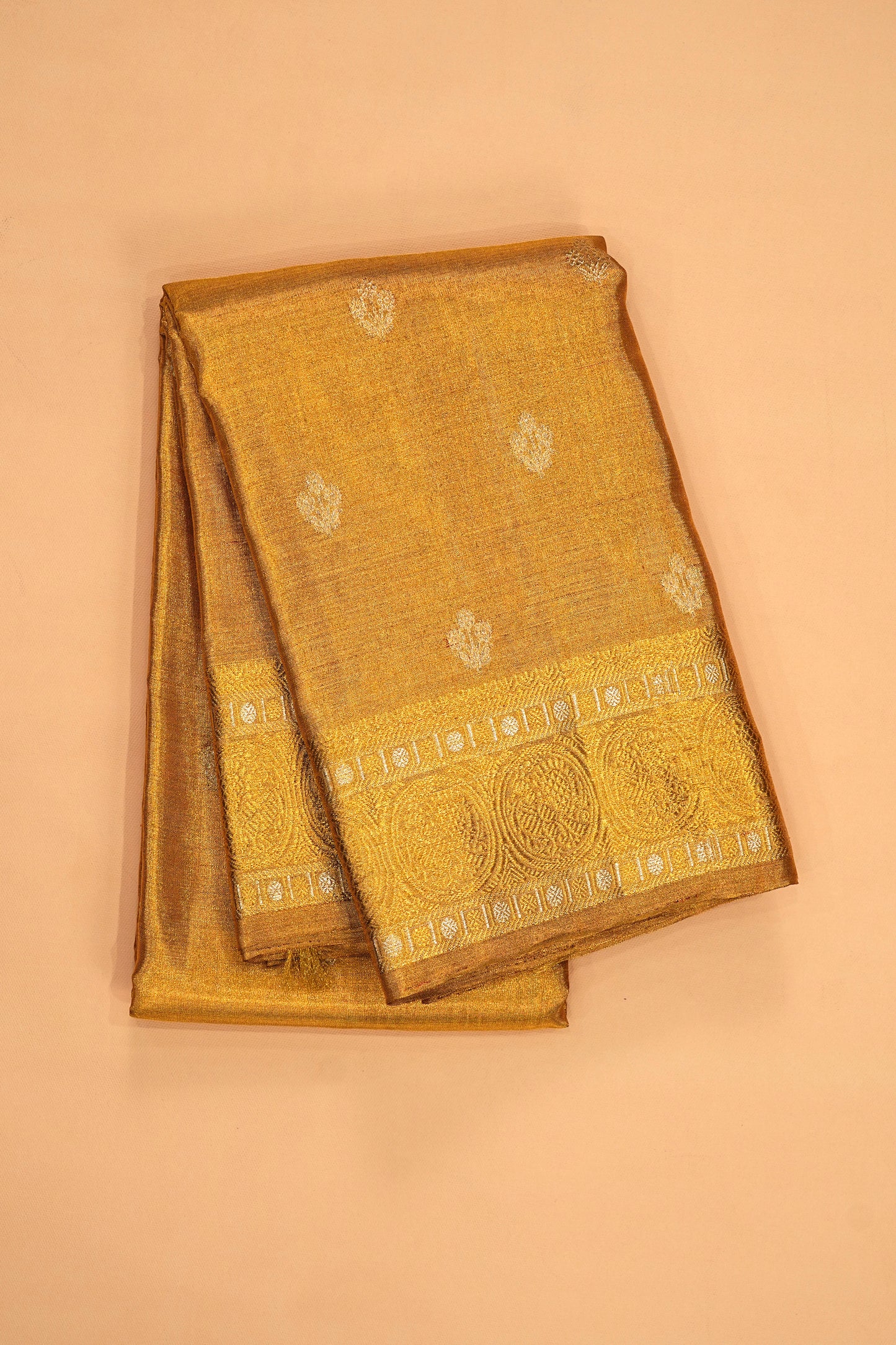 Kanchipuram Silk Tissue Butta Gold Saree